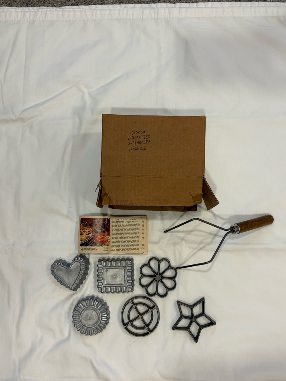 Vtg. Nordic Ware Double Rosette & Timbale Iron with 6 Molds in Box W/Pamphlet